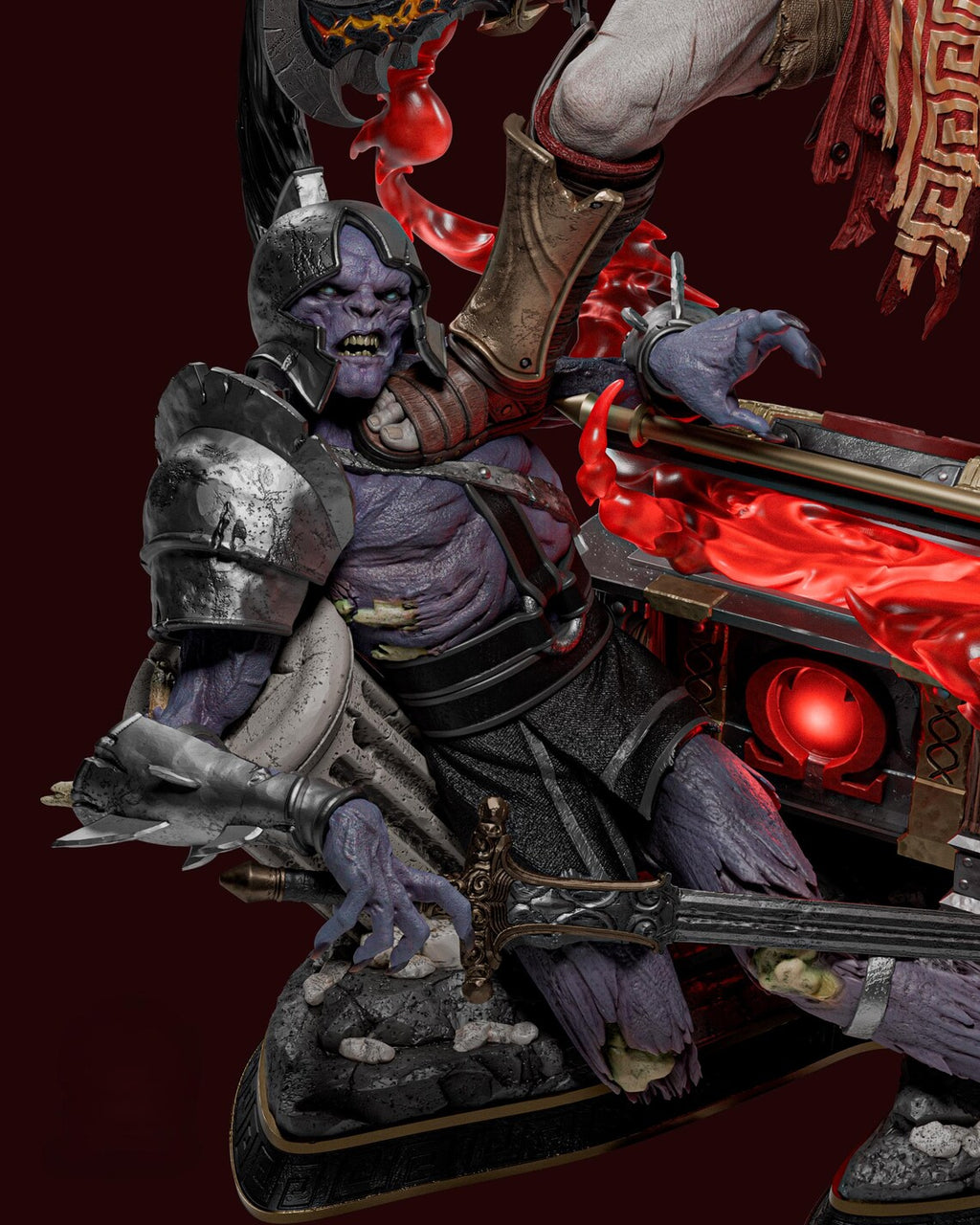 God of War Kratos vs Dark Elf Collectible Statue – Epic Battle Diorama Figure