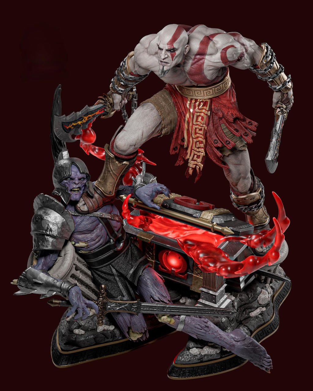 God of War Kratos vs Dark Elf Collectible Statue – Epic Battle Diorama Figure