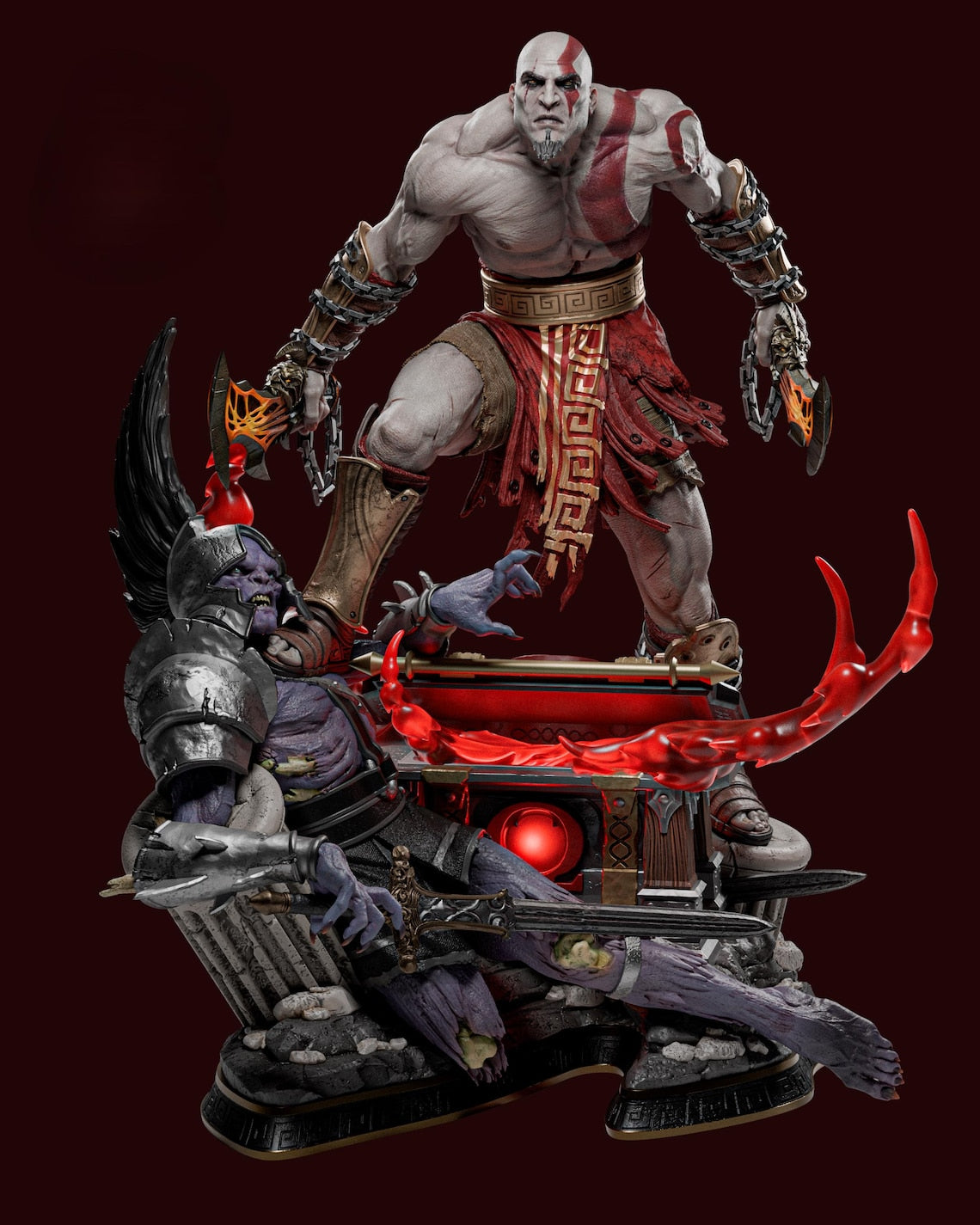 God of War Kratos vs Dark Elf Collectible Statue – Epic Battle Diorama Figure