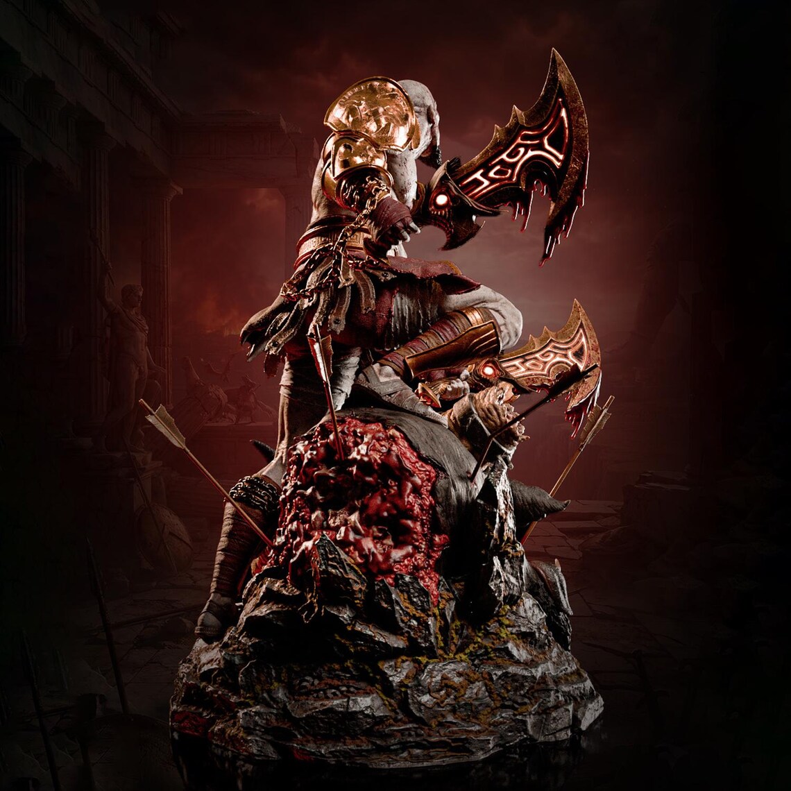 God of War Kratos Rage of Sparta Statue – Mythical Beast Slayer Collectible Figure